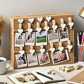 economico Articoli per la casa-100 mollette di legno a forma di cuore, perfette per lavori creativi, esposizioni di foto, bomboniere, decorazioni fai da te, piccole mollette per scrapbooking &amp;progetti artistici