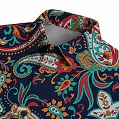  Retrò Vintage Hippie Anni '70 Camicia Maniche corte Hippie Paisley Etnico Costume Per uomo Festival Musicale Feste Abbigliamento quotidiano Adulti Camicia Primavera & Estate