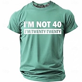 I'm Not 40 I'm Twenty Twenty Men's Funny Sarcastic 40th Birthday Joke Aging Humor T Shirt Graphic Crew Neck Short Sleeve Milestone Celebration Gift Designer Clothing Apparel