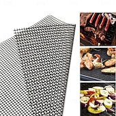 رخيصةأون أدوات وأجهزة المطبخ-قطعتان أو أربع قطع من حصائر الشواء الشبكية غير اللاصقة، حصائر شواء قابلة لإعادة الاستخدام، مناسبة للشواء في الهواء الطلق، متوافقة مع شوايات الغاز والفحم والكهرباء، لطهي اللحوم والأسماك وشرائح اللحم