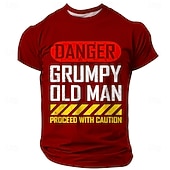  pericolo per gli uomini vecchio brontolone procedere con cautela divertente umorismo sarcastico segnale di avvertimento maglietta grafica girocollo manica corta regalo per la festa del papà per nonno
