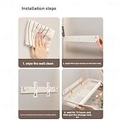 baratos Conjunto de acessórios de casa de banho-Prateleira de parede para banheiro, estilo creme, 30/40/50 cm – organizador para pia e vaso sanitário, sem necessidade de furar, economiza espaço, durável, fácil de instalar, perfeito para organizar o