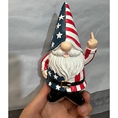  onbeleefde kabouter met opgestoken middelvinger, ondeugende tuinkabouter, grappige mini-kabouterdecoratie, beeldje met opgestoken middelvinger voor buiten in de tuin, op het terras of in het gazon.