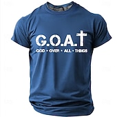  Herre Bibelen GOAT Gud Over Alle Ting Kristent Kors Logo Religiøs Tro Minimalistisk Akronym T-skjorte Grafisk Casual Kort Erme Kirke Slitasje Daglig Gave Designer Klær