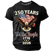  2026年7月4日 250周年 男性用 おかしい Tシャツ 半袖 Tシャツ 3Dプリント クルーネック シャツ ファッション デザイナー シンプル カジュアル 日常 パーティー レイクブルー ブラック ルビーレッド 夏 春 衣類 S M L XL XXL XXXL