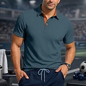Χαμηλού Κόστους Κλασικό Πόλο Ανδρών-Ανδρικά Με Υφή Μπλουζάκι πόλο με πλέξη βάφλα Causal Επιχείρηση Κλασσικά Κοντομάνικο Μοντέρνα Συμπαγές Χρώμα Γρήγορο Στέγνωμα Κουμπιά Καλοκαίρι Άνοιξη Κανονικό