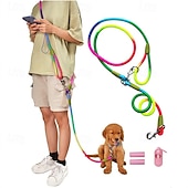 economico Accessori da viaggio-Set di guinzagli per cani a mani libere, guinzaglio a doppio uso vita/schiena con sezione regolabile, resistente, adatto per due cani, in nylon riflettente, robusto, guinzaglio da trekking elastico