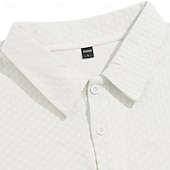  Homens Pólo Camisas Polo Casual Rua Lapela Manga Curta Básico Moderno Tecido Leve Botões Verão Primavera Normal Preto Branco Azul Claro Pólo
