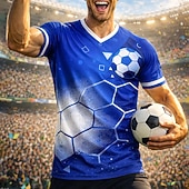  Men's Soccer Jersey Shirt France Style Blue Graphic Tee Breathable Quick Dry Athletic Top Lightweight Fan Shirt for Game Day & Training