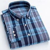 economico Camicie Button Down da uomo-Per uomo Camicia Camicia di lino Camicia elegante Camicia button-down Blocco di colori Quotidiano Affari Blu Blu chiaro Bianco Rosso Manica Lunga Collo ripiegato Tutte le stagioni Abbigliamento