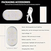 abordables Gadgets pour intérieur de voiture-Lot de 4 lampes d'ambiance LED sans fil pour l'intérieur de voiture, rechargeables par USB, à capteur tactile et aimantées, pour plancher, portières et coffre, étanches et compactes, disponibles en