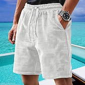 tanie Szorty casualowe-Męskie Szorty waflowe Szorty Letnie szorty Szorty na co dzień Ściągana na sznurek Kieszeń Elastyczny pas Równina Komfort Oddychający Krótki Na zewnątrz Urlop Sportowy Codzienny Biały Jasnozielony