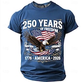  4 juli 2026 250:e Herr Rolig T-shirt Kortärmad T-shirt 3D-tryck Rund hals Skjorta Mode Designer Enkel Ledigt Dagligen Fest Svart Rubinrött Sommar Vår Kläder S M L XL XXL XXXL