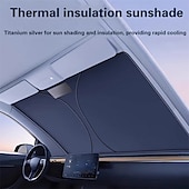 baratos Para-sóis e Viseiras para automóveis-Protetor solar dobrável para para-brisa de carro, refletor prateado contra raios UV, bloqueia o calor e mantém o veículo fresco, tamanho universal para a maioria dos sedãs, SUVs e caminhonetes,