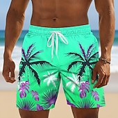 abordables Plantes et Fleurs Tropicales-Homme Cocotier Dégradé de Couleur Plantes Tropicales Maillots de bain Maillots de bain shorts de bain Shorts de Surf Taille Moyenne Hawaïen Extérieur Vacances à la Plage Poches Latérales doublure en
