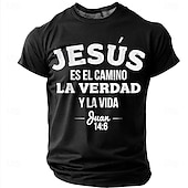  Camiseta Gráfica de Hombre Biblia Jesús Es El Camino La Verdad y La Vida Juan 14 6 Escritura Bíblica Cristiana Religiosa Camiseta Casual Manga Corta Ropa de Iglesia Ropa de Diseñador