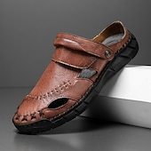 cheap Casual Sandals-Men's Brown Fisherman Sandals Closed-Toe Casual Summer Shoes Lightweight Comfort Outdoor Footwear for Travel, Vacation, Daily Leisure and Warm Weather Wear