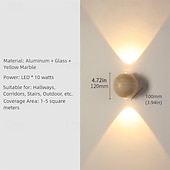 cheap Indoor Wall Lights-Durable Yellow Travertine Wall Mount Reading Light for Bed Pull Chain Wall Lamp Minimalist Round Wall Sconce Surface Mount LED Wall Lighting for Bedroom Bedside Lamps 110-240V