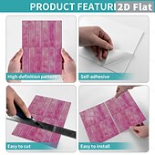 cheap Wall Stickers-10PCS 17x23cm Peel and Stick Thick Pink Purple Mosaic Pattern PVC Wall Stickers, American Vintage Style Self-Adhesive Removable Wallpaper for Renters, for Bedroom Bathroom Cabinet, Easy to Install