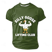  T-shirt humoristique pour homme avec un dessin d'oie musclée faisant des flexions de biceps, idéal pour la salle de sport, le fitness et la musculation. Coupe classique, cadeau idéal pour les