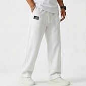 baratos calça casual-Homens Calças Calça casual Calças largas Calças texturizadas Jacquard Com Cordão Perna reta Tecido Conforto Comprimento total Casual Diário Ao ar livre Férias Moda Azul Preto Micro-Elástica