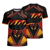cheap Running Tee &amp; Tank Tops-Germany Style Men's Soccer Jersey Geometric Athletic Summer Short Sleeve T-Shirt UPF 50 Quick Dry Breathable mesh fabric 2026 Soccer Fan Tee Tournament Football Gym Running Sports Yellow Black