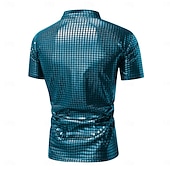 ieftine Topuri-Retro / vintage Discotecă Anii 1980 Tricou Tricou POLO Mâneci scurte Disc Metalic strălucitor Metalic cadrilat Costume de fancy Bărbați Carnaval Petrecere Măr Adulți Cămașă Primavara vara