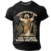  Camisa T-Shirt Cristiana Graciosa Hombre Biblia Salí de mi cueva y he estado muy bien Resurrección de Jesús Meme Humor Camiseta Gráfica Casual de Manga Corta Regalo para la Iglesia Ropa de Diseñador