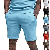 voordelige Sweat short-Voor heren Sweat short Korte broek Zomer korte broeken Casual korte broek Zak Elastische taille Effen kleur Comfort Ademend Knielengte Casual Buiten Vakantie Vakantie Modieus Zwart Wit Micro-elastisch