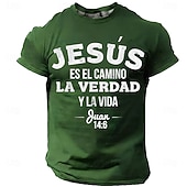  Camiseta Gráfica de Hombre Biblia Jesús Es El Camino La Verdad y La Vida Juan 14 6 Escritura Bíblica Cristiana Religiosa Camiseta Casual Manga Corta Ropa de Iglesia Ropa de Diseñador