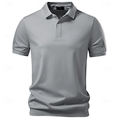 abordables Polo classique pour homme-Homme Polo Chemise de golf Occasionnel Rue Revers Manche Courte Basique Moderne Uni Poids Léger Boutons Été Printemps Coupe régulière bleu marine Kaki Gris Bleu clair Polo