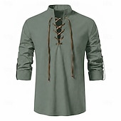  Médiéval Renaissance Chemise Manches longues Pirate Viking Déguisement Homme Halloween Carnaval Performance LARP Foire de la Renaissance Adulte Chemise