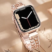 abordables Bracelets Apple Watch-Bracelet Bijou Compatible avec Bracelet Apple Watch 38mm 40mm 41mm 42mm 44mm 45mm 46mm 49mm Paillettes Chaîne double Luxe Alliage Bracelet de remplacement pour iwatch Ultra 3 2 Series 11 10 9 8 7 SE