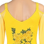 olcso versenyruha-tánc salsa latin tánc ruha strassz bojt női teljesítmény edzés hosszú ujjú magas spandex tüll