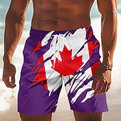 economico Stampa di Bandiera-Per uomo Canada Calcio Bandiera / Bandiera nazionale Costumi da bagno Costumi da bagno Pantaloncini da bagno Pantaloncini da Surf Misura del girovita medio Patriotico Ferie Tasche Laterali fodera in