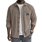 billiga Smart Casual skjortor för män-Herr Skjorta Casual skjorta Manchesterskjorta Knapp upp skjorta Svart Vit Vinröd Marinblå Khaki grön Långärmad Slät Tröjkrage Ledigt Dagligen Framficka Kläder Elegant Mode Ledigt