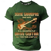  Men's Some Grandpas Take Naps Real Grandpas Play Bass Guitar Then Take A Nap Retro Bassist Vintage Graphic T Shirt Tee Regular Fit Fathers Day Gift Designer Clothing Apparel S M L XL XXL XXXL