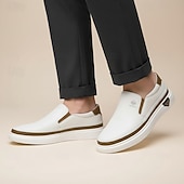 preiswerte Slipper Schuhe-weiße Slipper für Herren – leichte Kunstlederschuhe mit gepolsterter Sohle für Freizeit und Alltag