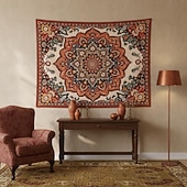 ieftine Tapiserie Pereți-Tapiserie de perete cu mandala boho, semilună, noapte înstelată, floare, agățat de perete, portocaliu ars, hippie, artă psihedelică, poster mare din material textil, pentru dormitor, cămin, living,