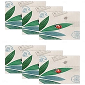 Χαμηλού Κόστους Placemats &amp; Coasters &amp; Trivets-Σουπλά τραπεζαρίας από ύφασμα με λουλούδια και πεταλούδα τεσσάρων εποχών, υφασμένο ορθογώνιο τραπεζομάντιλο 100% πολυεστέρα, σχέδιο με λουλουδάτο μοτίβο λιβελούλας πεταλούδας, πλένεται στο πλυντήριο,