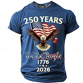  2026年7月4日 250周年 男性用 おかしい Tシャツ 半袖 Tシャツ 3Dプリント クルーネック シャツ ファッション デザイナー シンプル カジュアル 日常 パーティー レイクブルー ブラック ルビーレッド 夏 春 衣類 S M L XL XXL XXXL