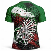  Maglia da calcio da uomo ispirata al Messico – t-shirt grafica verde, bianca e rossa per tifosi, realizzata in tessuto a rete traspirante ad asciugatura rapida e con protezione UPF50+ per la stagione