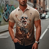 abordables Chemise vintage-Homme Drôle Personnage de dessin animé Vieil Homme Chemise Chemise d'été Chemise Boutonnée Manche Courte Vintage Rétro Quotidien Extérieur Vacances Été Printemps Col Rabattu Impression 3D chemises