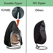 זול כיסויים לרהיטי פטיו-כיסויי כיסא פטיו עם ביצת רוכסן, כיסויי כיסא נדנדה מנצרים עם ביצת קש, כיסוי כיסא חיצוני עמיד למים ועמיד בפני מזג אוויר, כיסוי כיסא תלייה עמיד לרוח, שחור, חבילה אחת