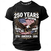  4 juli 2026 250:e Herr Rolig T-shirt Kortärmad T-shirt 3D-tryck Rund hals Skjorta Mode Designer Enkel Ledigt Dagligen Fest Svart Rubinrött Sommar Vår Kläder S M L XL XXL XXXL