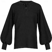  Medieval Renaissance Shirt Long Sleeves Pirate Viking Fancy Dress Unisex Viking Pirate Halloween Carnival Performance LARP Ren Faire Adults' Shirt