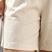 economico Fondi-Per donna Pantaloncini effetto lino Bermuda Shorts Pantaloncini Estivi Vacanza Moda Casual Quotidiano Corto Misura del girovita medio Tinta unica Semplice Coulisse Tasca Elastico in vita Comodit