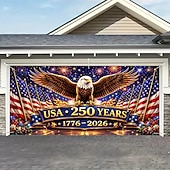billiga 250:e årsjubileum-Dekorationer för garageporten till amerikansk självständighetsdag, fyrverkerier, amerikansk flagga, patriotisk bakgrund för garageporten, dekorationer för amerikansk flagga, frihetsminnesfest