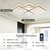 voordelige Dimbare plafondlampen-Moderne dimbare led-plafondlamp met afstandsbediening, 4 lichtpunten, aluminium armatuur voor binnenverlichting in woonkamer, slaapkamer, eetkamer, kantoor en keuken, 110-240V.