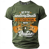  Men's Never Underestimate An Old Man With A Guitar Crossed Guitars Stars Vintage Retro Funny Humor T Shirt Tee Graphic Regular Fit Father's Day Birthday Gift Designer Clothing Apparel S M L XL XXL XXX
